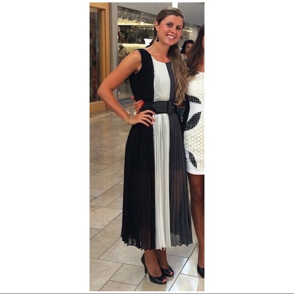 Color Block Dress 100% Silk Accordion Pleated - Picture 2 of 8